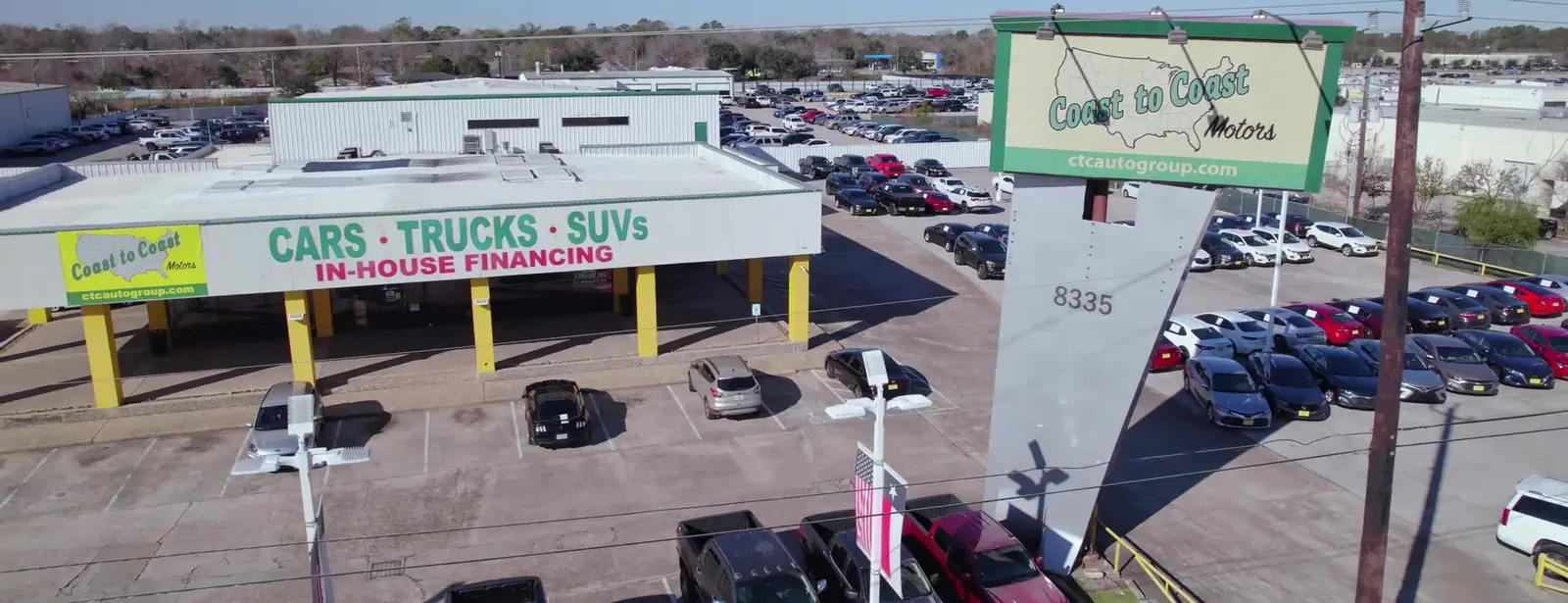 Coast to Coast Motors used car lot offering in-house financing in Houston and Oklahoma