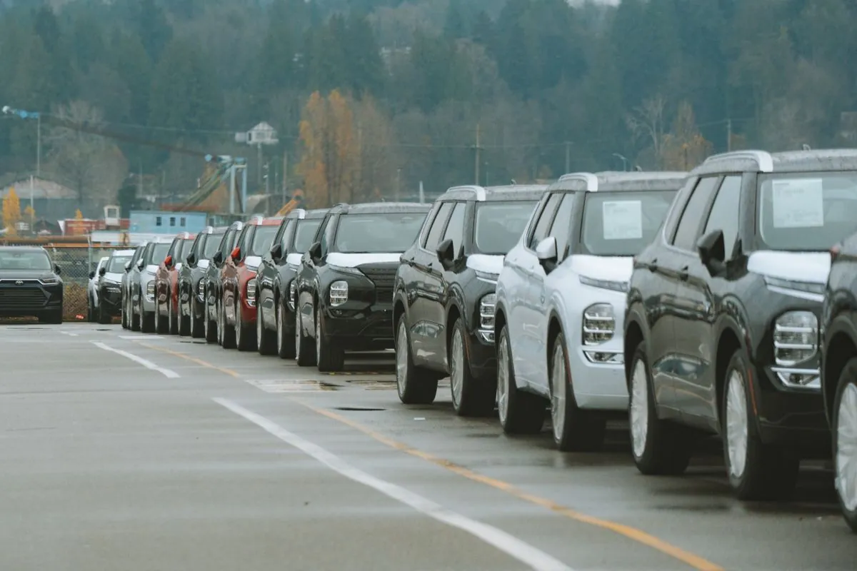 A row of used SUVs and cars lined up on a dealership lot, showing selection available to buyers across credit levels