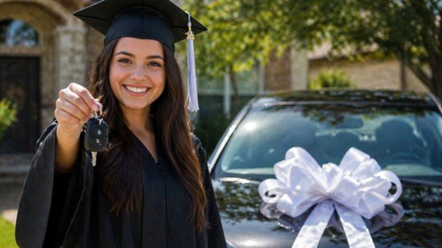 Hapy Graduate with a new car